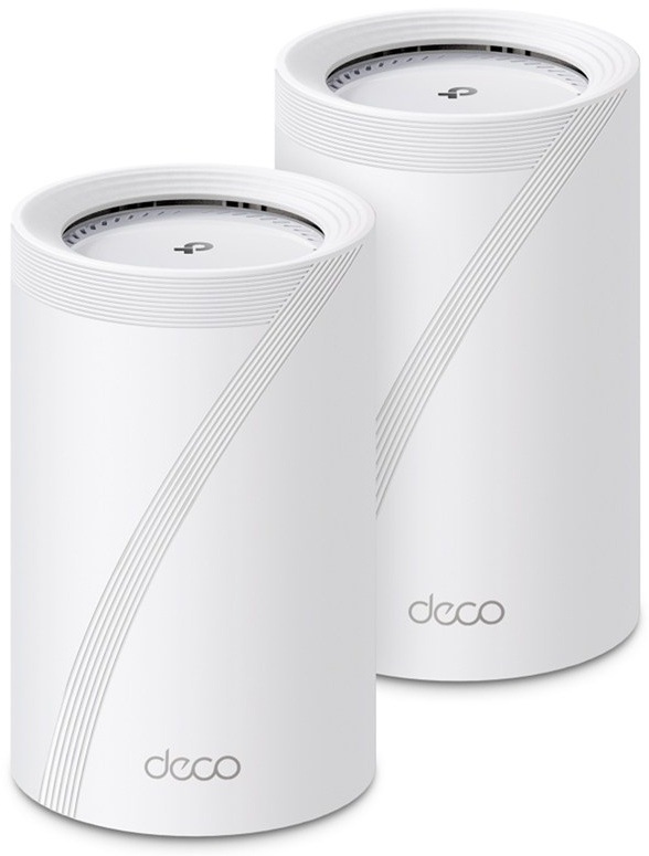 TP-Link Deco BE68 mesh Wi-Fi 7 router, biela valcová skriňa.