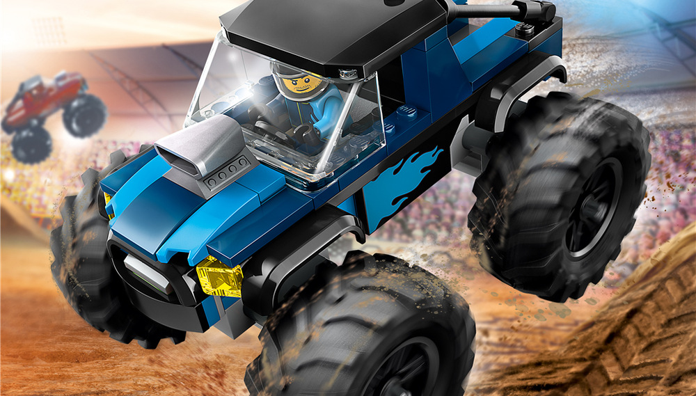 Stavebnica LEGO® City 60402 Modrý monster truck Modrý monster truck s obrovskými pneumatikami zvládne preteky, skoky aj pomyselné terénne prekážky.