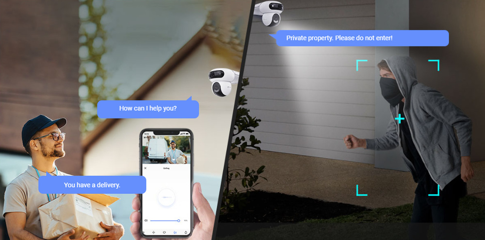 IP kamera EZVIZ PTZ/Dual H90 (4MP+4MP) biela EZVIZ PTZ/Dual H90 prináša aj obojstrannú komunikáciu