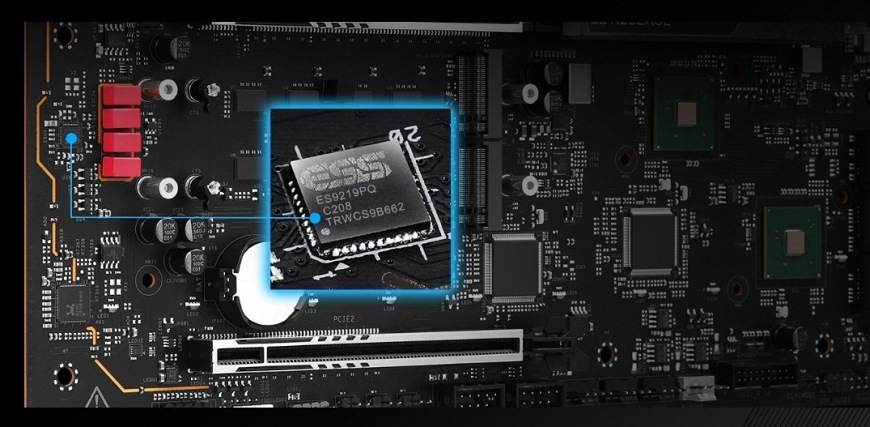 Základná doska ASRock X870E TAICHI LITE Detail integrovaného DAC prevodníka a audio obvodov základnej dosky ASRock X870E Taichi Lite