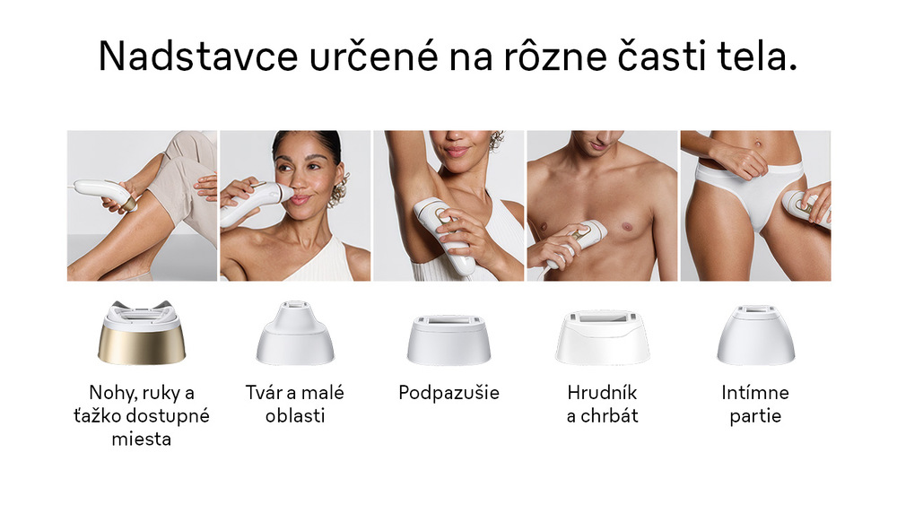 Nadstavce na rôzne časti tela epilátora Braun IPL5351 Silk·expert