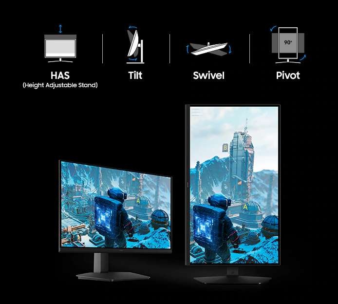 Herný monitor Samsung Odyssey G8 (G80HF) čierny Samsung Odyssey G8 (G80HF) myslí aj na komfort vzhľadom k nastaviteľnému stojanu