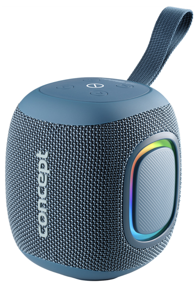 Modrý prenosný reproduktor Concept SoundJoy BR5012 s LED osvetlením a pútkom