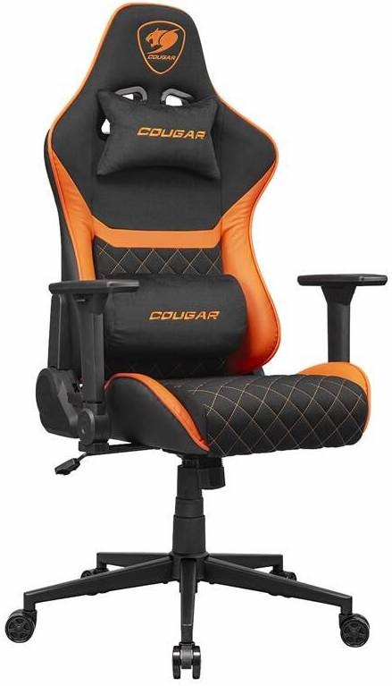 Herná stolička Cougar Armor One V2 F v čiernooranžovom prevedení s hlavovým a bedrovým vankúšom