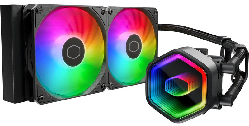 Vodný chladič Cooler Master MasterLiquid 240 Core II s dvoma ventilátormi, čierna farba