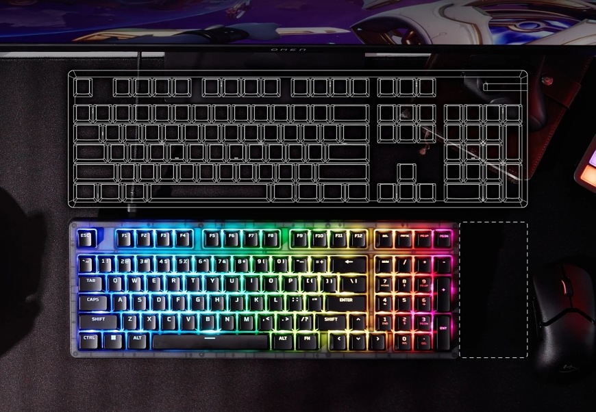 Klávesnica HyperX Origins 2 1800 čierna Klávesnica HyperX Origins 2 1800 – kompaktné rozloženie 1800 oproti plnej veľkosti
