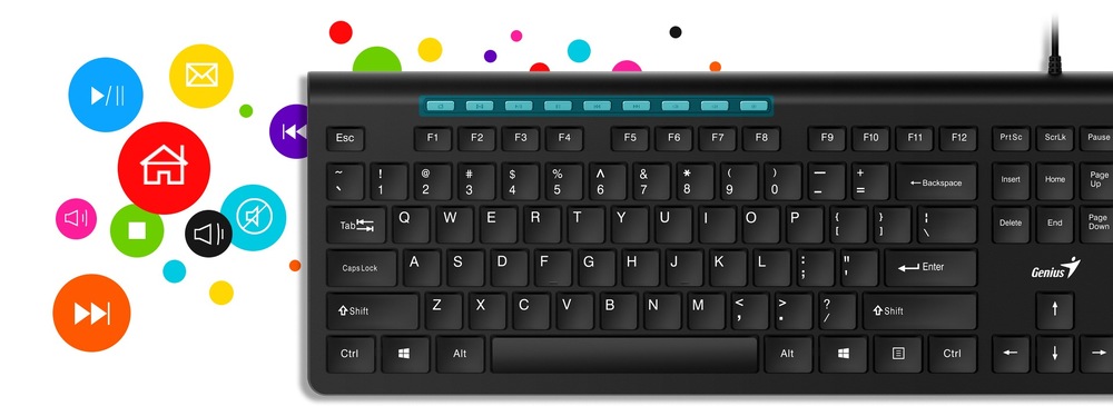Klávesnica Genius Slimstar 230 II, drôtová, copilot, USB, CZ+SK layout čierna Genius Slimstar 230 II (31310048407)