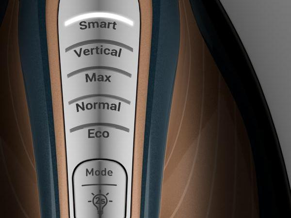 5 nastavení na rukoväti žehličky Tefal GV9920E0 Pro Express Vision Max