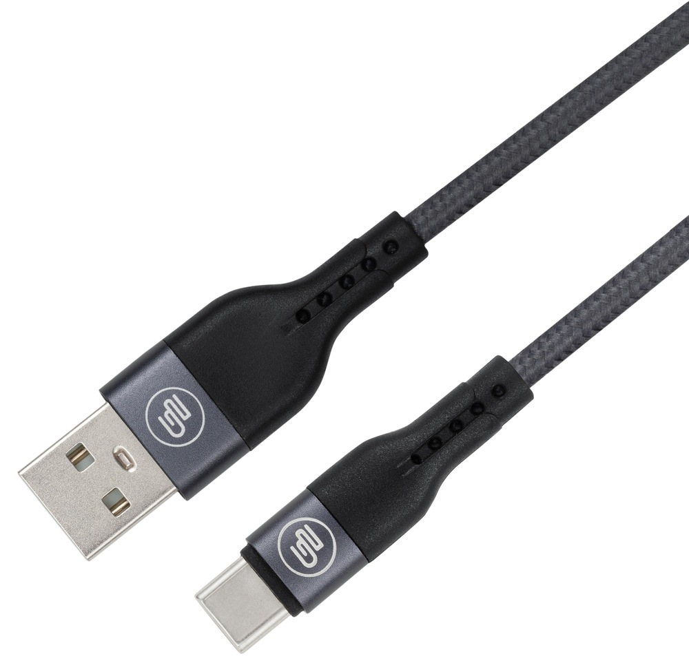 Odolný pletený kábel USB-A na USB-C v grafitovo šedej farbe s kovovými konektormi