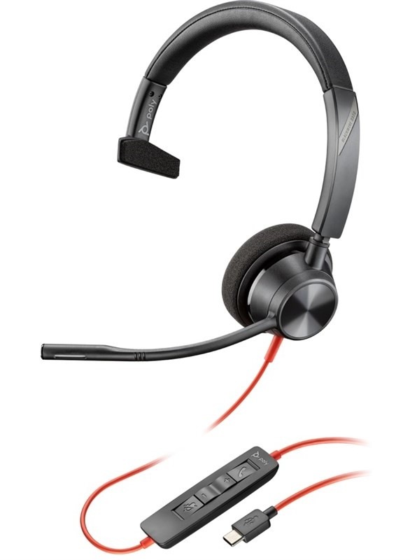 Headset HP Poly Blackwire 3310, USB-C/A adaptér, mono čierny