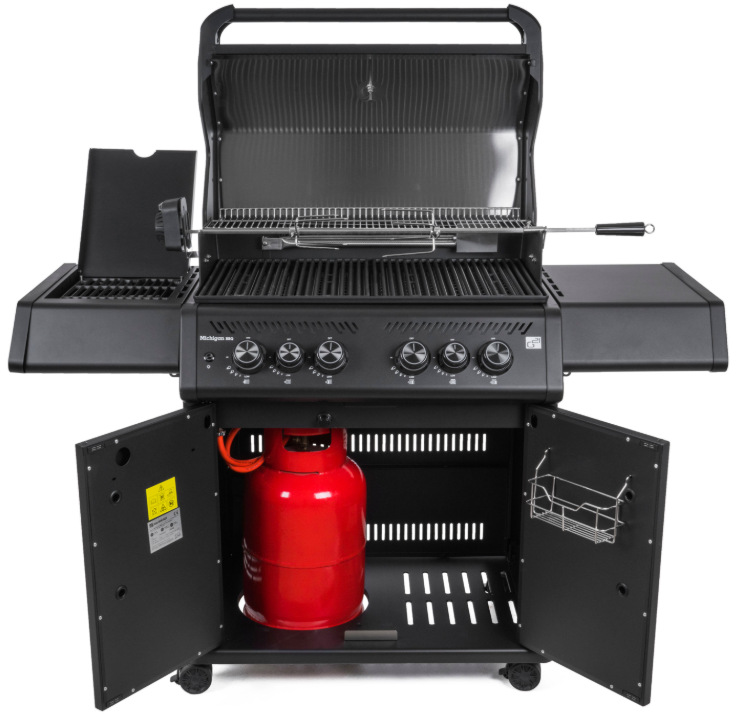 Gril záhradný plynový G21 GAH-BBQ4MGN Michigan BBQ Premium Line Otvorený gril G21 Michigan BBQ Premium Line s grilovacou ihlou a priestorom pre plynovú fľašu