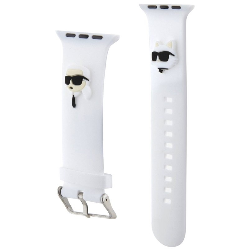 Remienok Karl Lagerfeld Karl and Choupette na Apple Watch 42/44/45mm biely