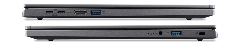 Notebook Acer Aspire 15 (A15-61M-R7QD) sivý Notebook Acer Aspire 15 (A15-61M-R7QD) z oboch profilov s portovou výbavou