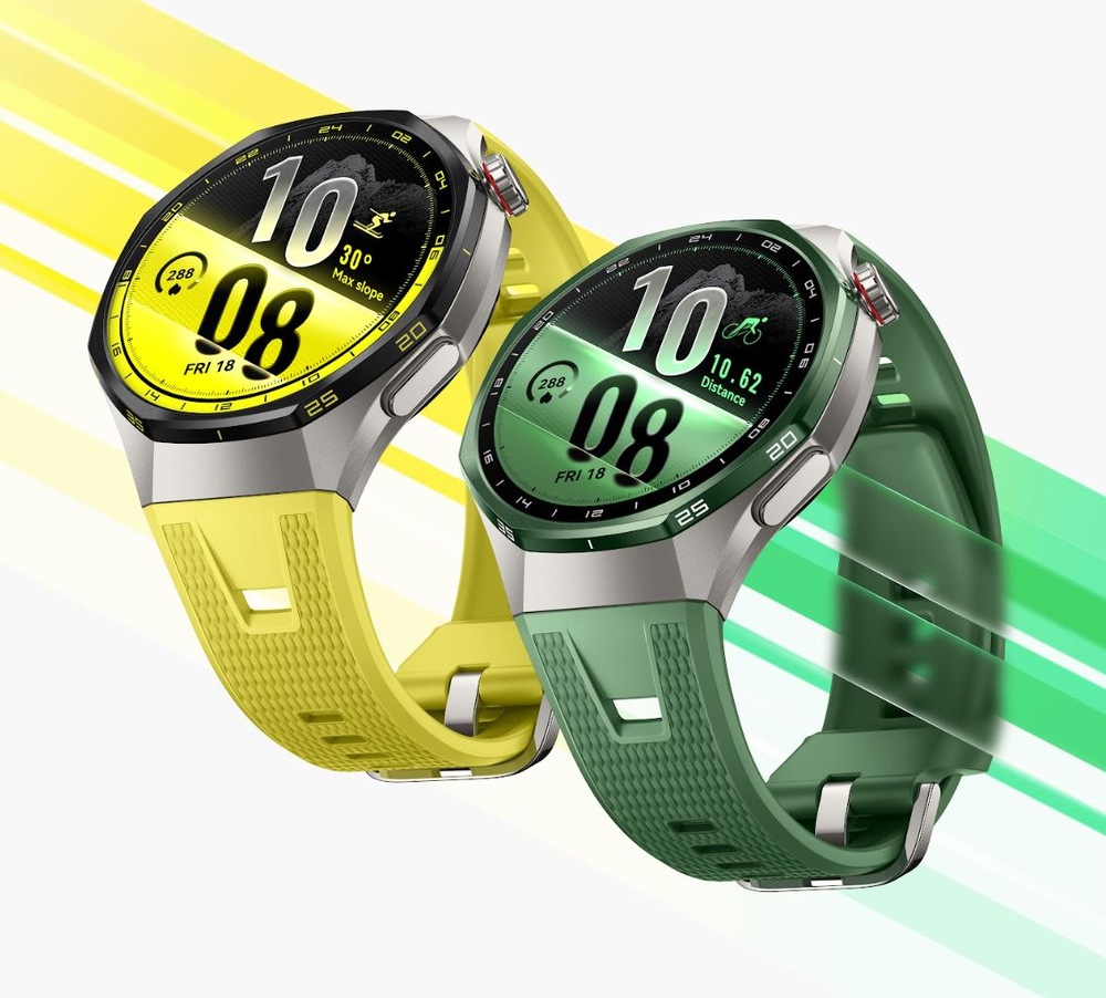 hytré hodinky Huawei Watch GT 7 Pro v žltom a zelenom prevedení s okrúhlym displejom