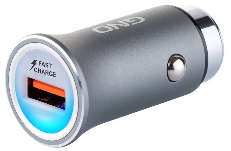 Adaptér do auta GND 1x USB 3A, 18W, Fast charge sivý