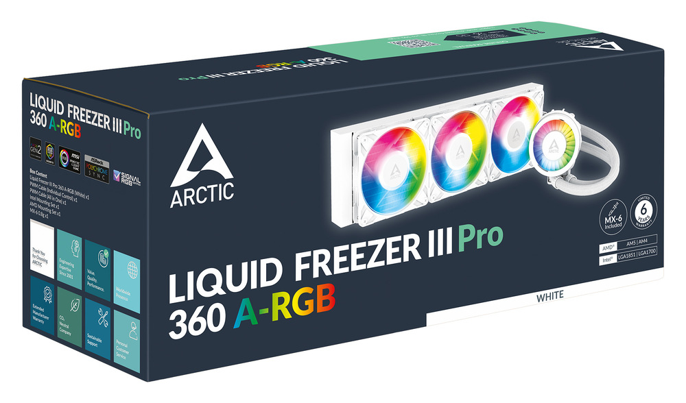 Vodný chladič Arctic Cooling Liquid Freezer III Pro 360 ARGB  White biely