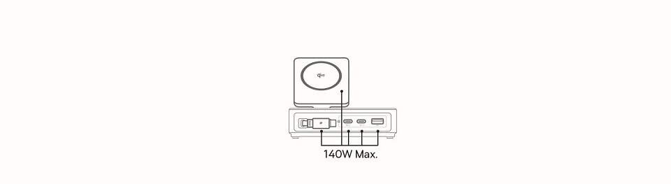 Bezdrôtová nabíjačka Baseus Nomos 5v1 Qi2 140W čierna Bezdrôtová nabíjačka Baseus Nomos 5v1 Qi2 140W čierna