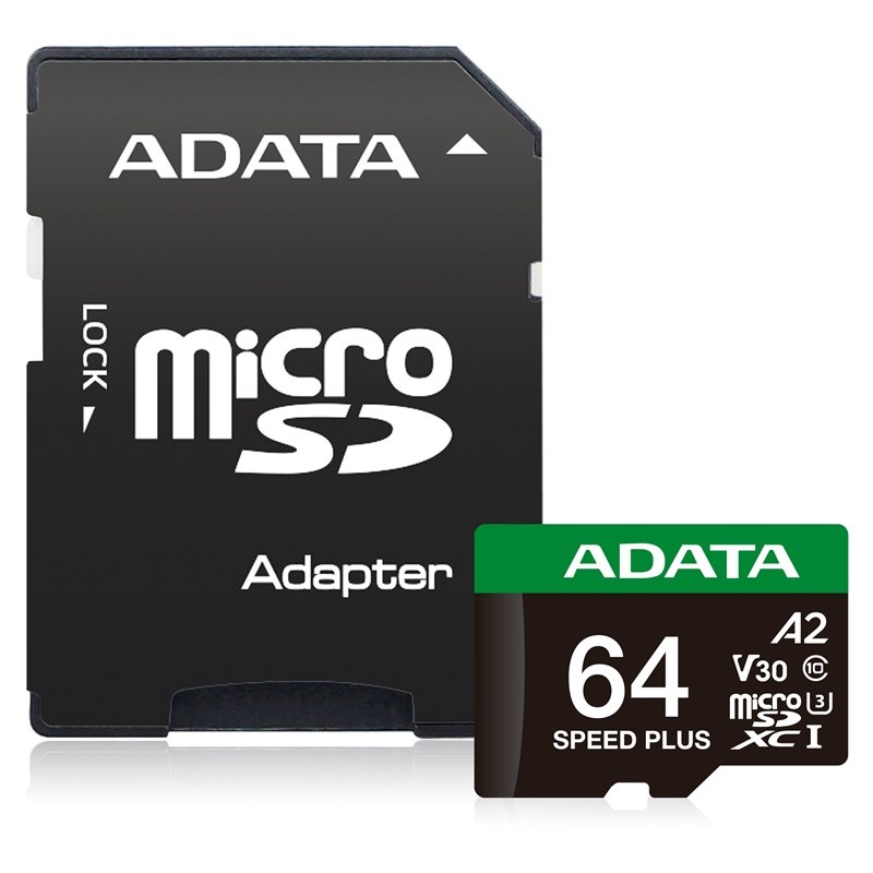 Pamäťová karta ADATA Speed ​​Plus MicroSDXC 64GB, U3 (160R/140W) + SD adaptér