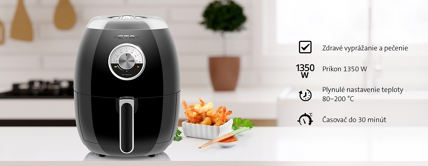 Fritéza teplovzdušná ETA Storio 6172 90020 čierna horkovzdušná fritéza ETA Storio 01