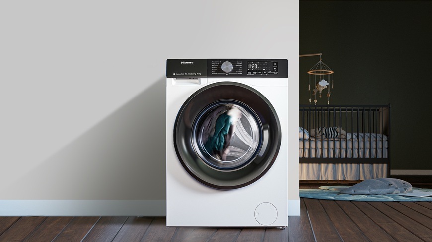 Hisense WF3S9045BW3, biela, srdcom práčky je invertorový motor