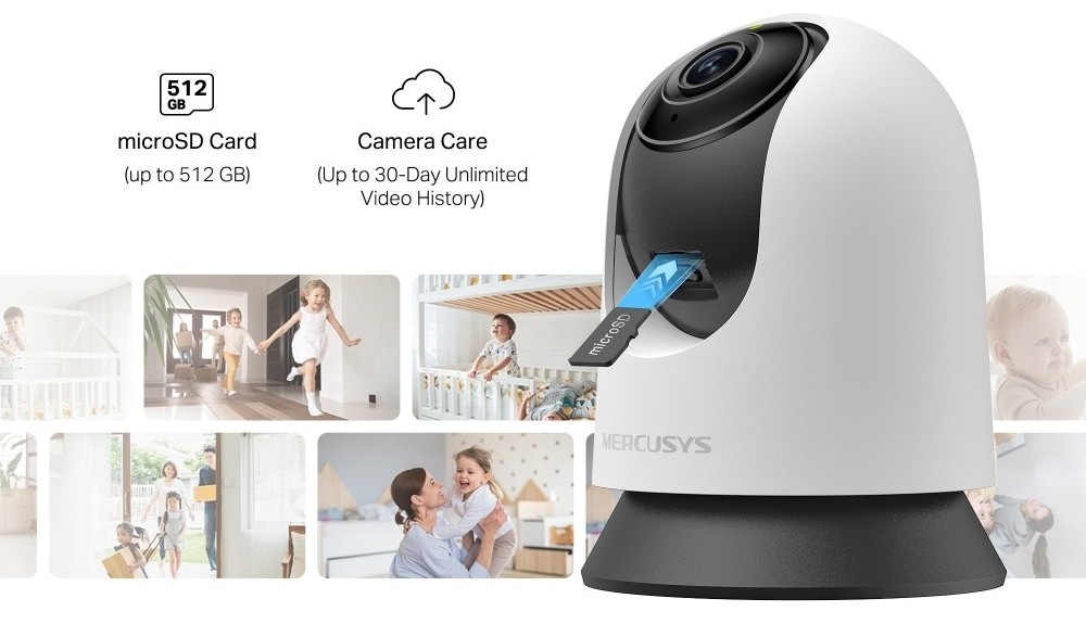 IP kamera Mercusys MC230 podporuje ukladanie dát na cloud aj pamäťovú kartu