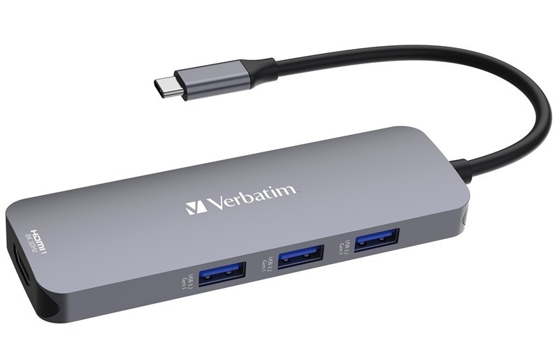 USB Hub Verbatim USB-C Pro Multiport 8 Port strieborný