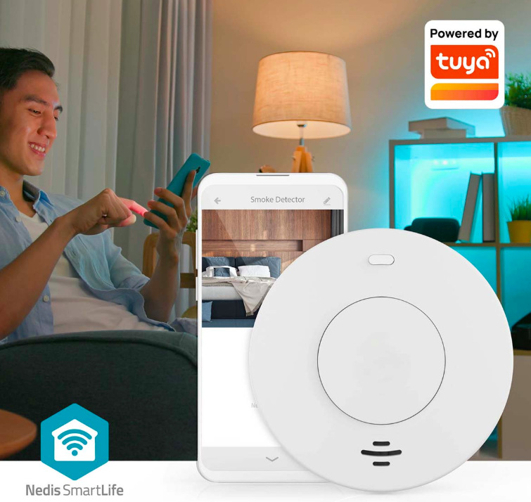 Ovládanie detektora dymu Nedis SmartLife Wi-Fi cez mobilnú aplikáciu s upozornením na dym