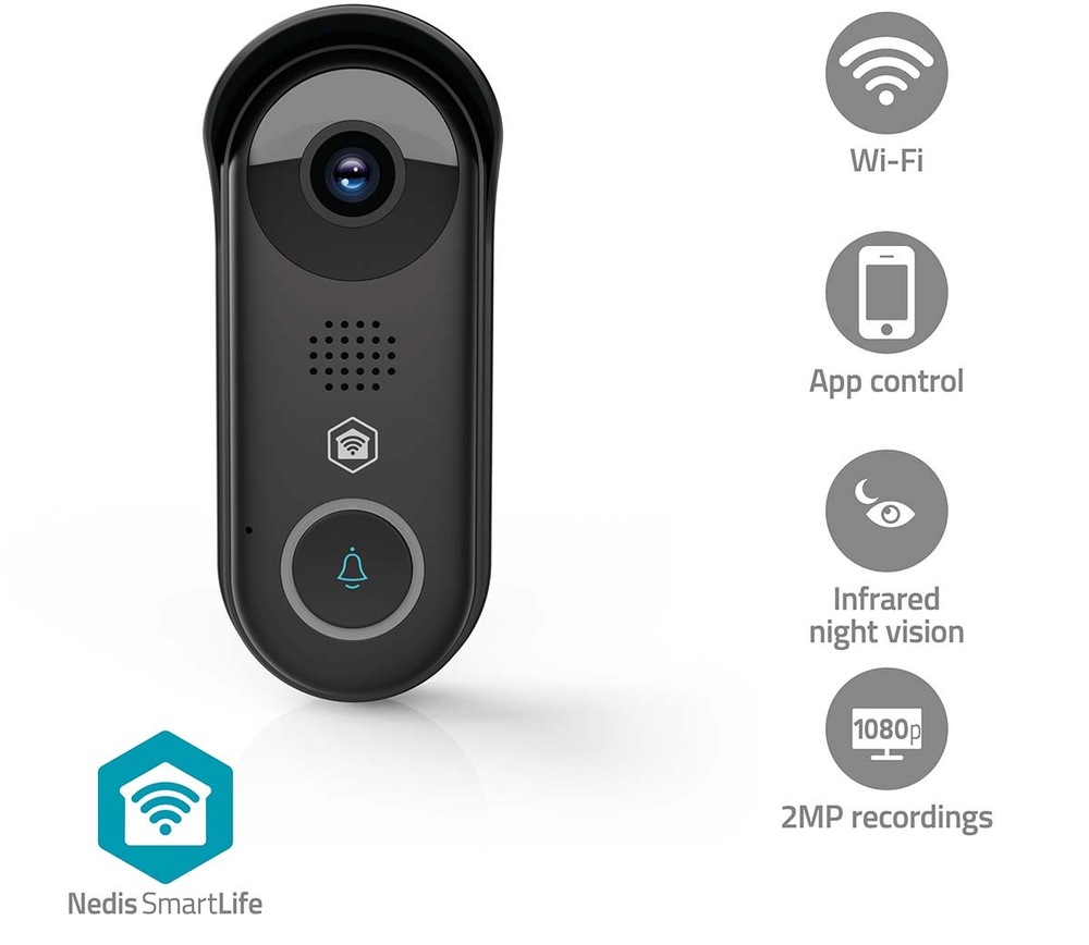 Videozvonček Nedis SmartLife WIFICDP11BK s technológiou Wi-Fi pripojenia