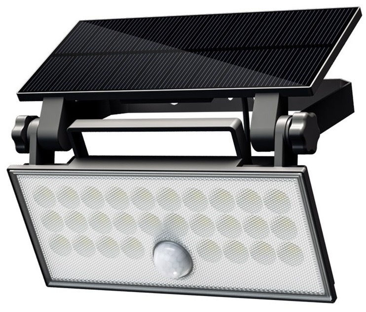 Reflektor Top Light Heleon, solárne, PIR, 8W, 4000K, 3 fukčné režimy čierne