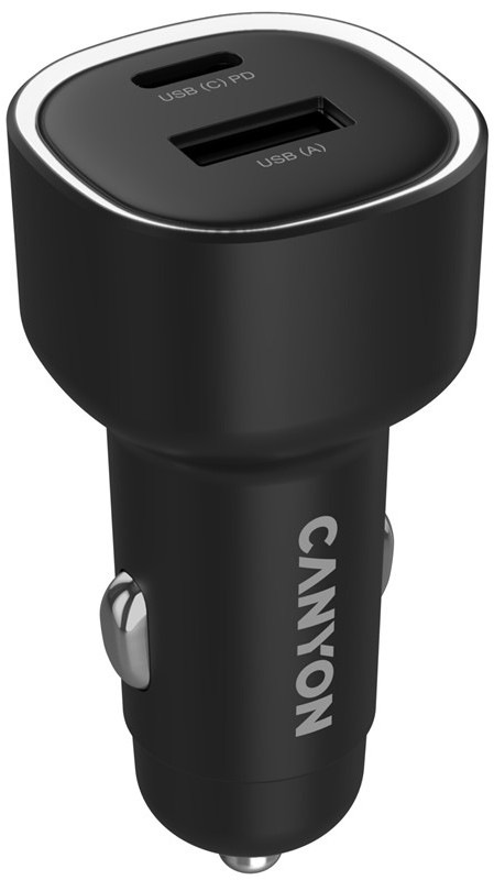 Adaptér do auta Canyon OnDrive 85 PD 83W USB-A+USB-C v čiernej farbe