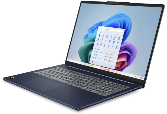 Otvorený notebook Lenovo IdeaPad Slim 5 16AKP10 so spusteným systémom Windows 11″ width=