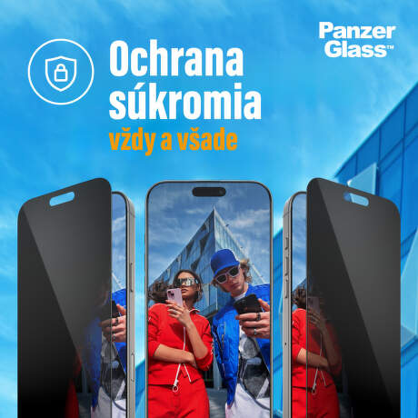 Tvrdené sklo PanzerGlass Privacy na Apple iPhone 16e/14/13/13 Pro s inštalačným rámčekom