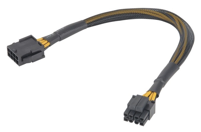 Kábel AKASA 8 Pin(M) na 8 Pin(2x 4 Pin) (F), 30 cm čierny