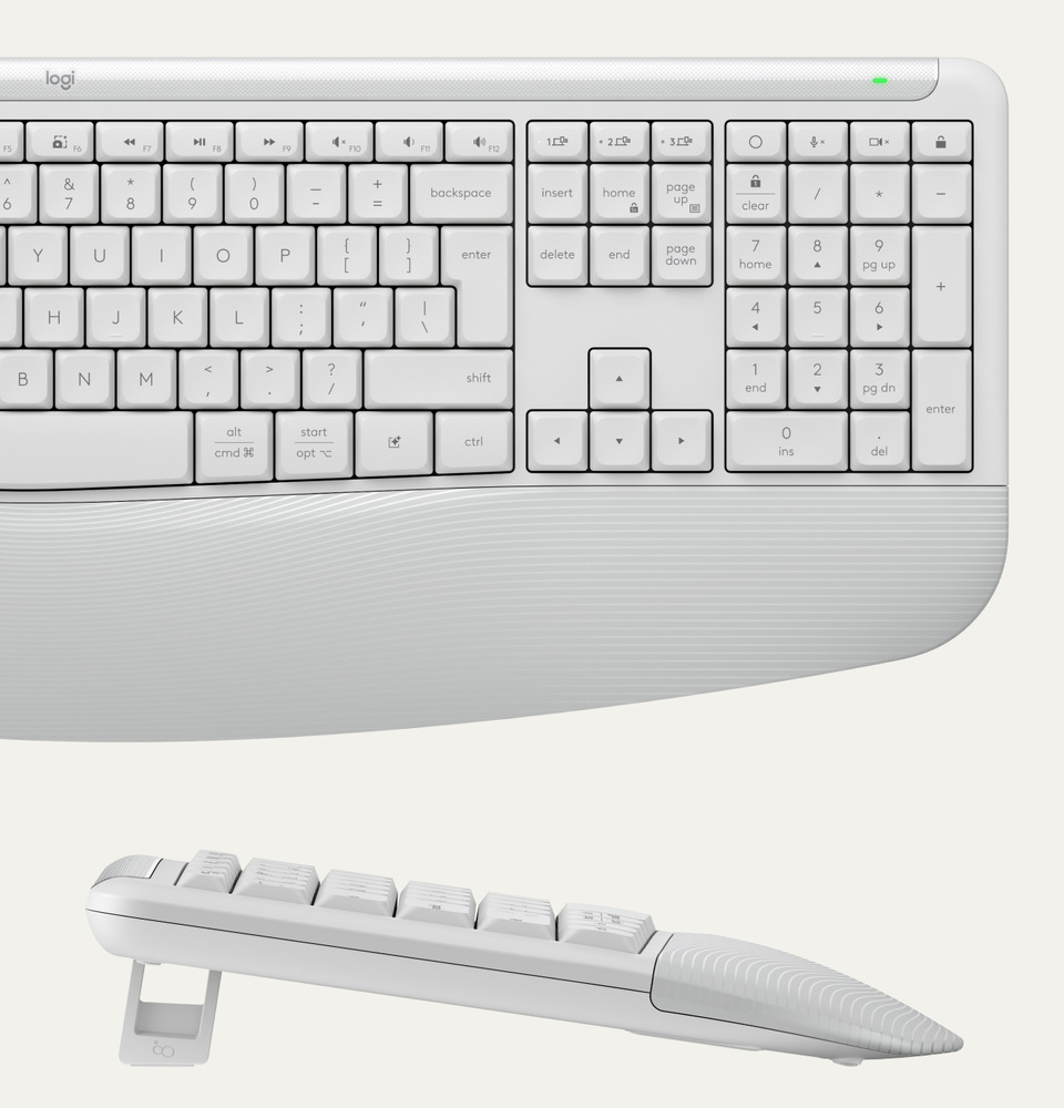 Bezdrôtový set Logitech Signature MK880 Comfort Plus pri práci pri počítači s externým monitorom
