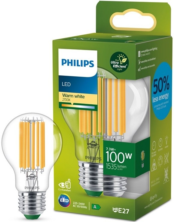 Žiarovka LED Philips 100W, filament, A60, E27, teplá biela