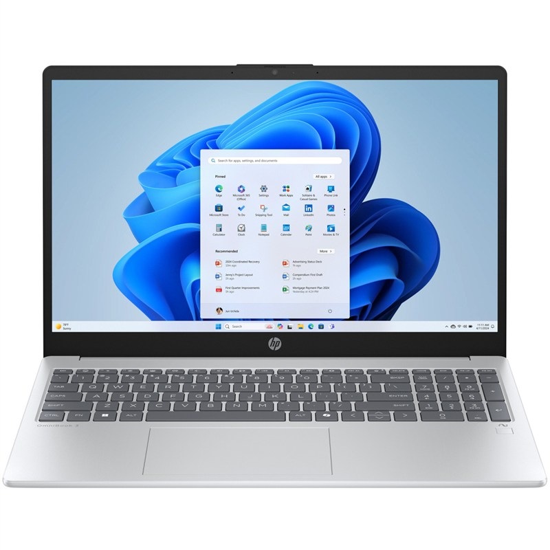 HP OmniBook 3 NG AI PC v striebornej farbe.