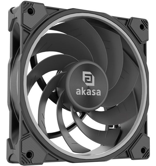 Ventilátor AKASA SOHO AR12 Reverse Blade, 120 mm, ARGB, PWM čierny Detail obrázku ventilátora.