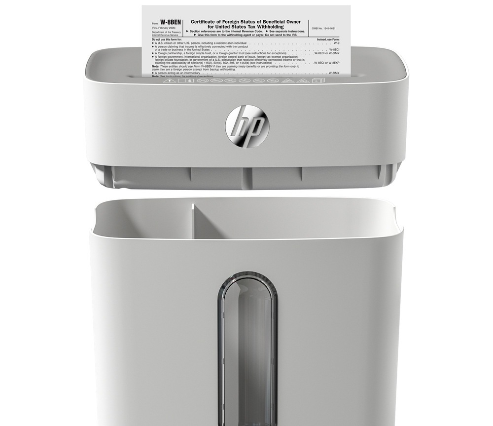 Skartovač HP OneShred 8CC obsahuje zberný kôš s objemom 15 litrov