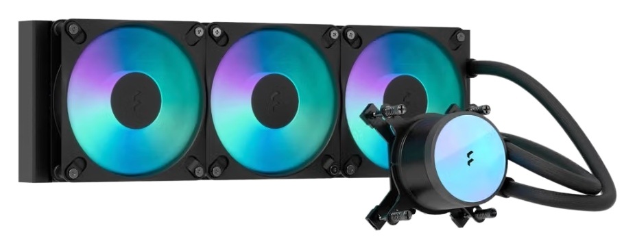 Vodný chladič FRACTAL DESIGN Radius 360 RGB Black s 360mm radiátorom, tromi ARGB ventilátormi a blokom pumpy