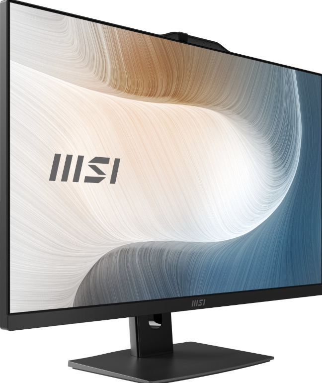 PC all in-one MSI Modern AM272P 1M-1401EU čierny Počítač All In One MSI Modern AM272P 1M-1401EU z ľavého predného uhla s tenkým rámčekom