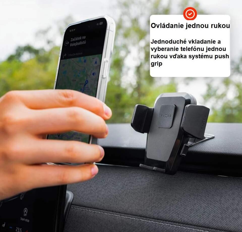 Držiak na mobil FIXED Iconiq Dash s nalepovacou nohou na palubnú dosku čierny