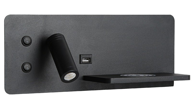 Bodové svietidlo IMMAX LED Be PREPARE 4v1 s Qi nabíjaním, USB, varianta pravá čierne