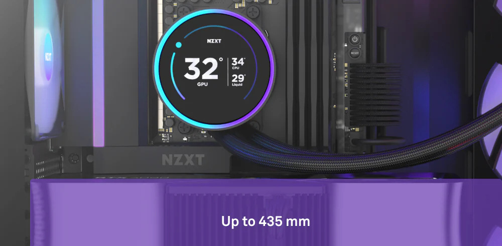 Počítačová skriňa NZXT H9 Flow RGB umožní inštaláciu aj výkonných grafických kariet s dĺžkou až 435 mm