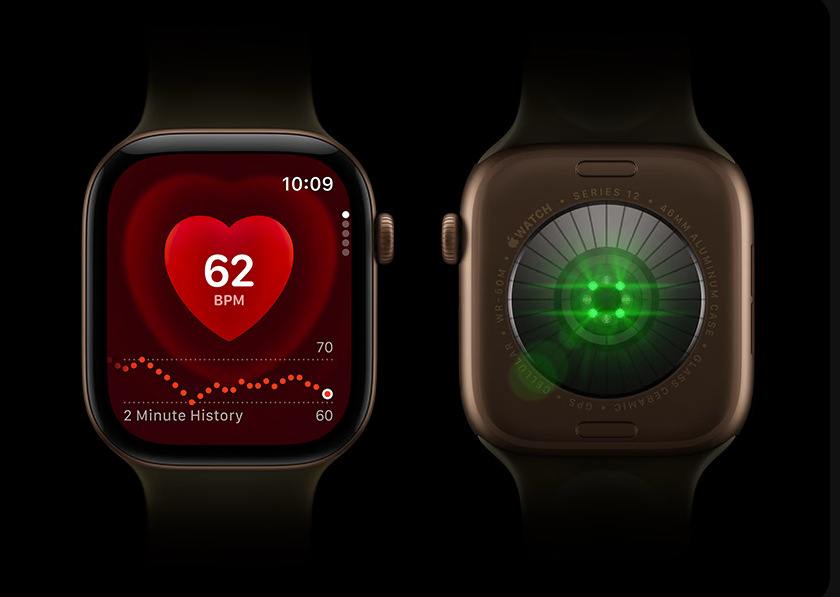 Inteligentné hodinky Apple Watch Series 12 GPS + Cellular 42 mm perlovo biela keramika, pieskový športový remienok - S/M Apple Watch Series 12 sledujú tepovú frekvenciu až 60× častejšie