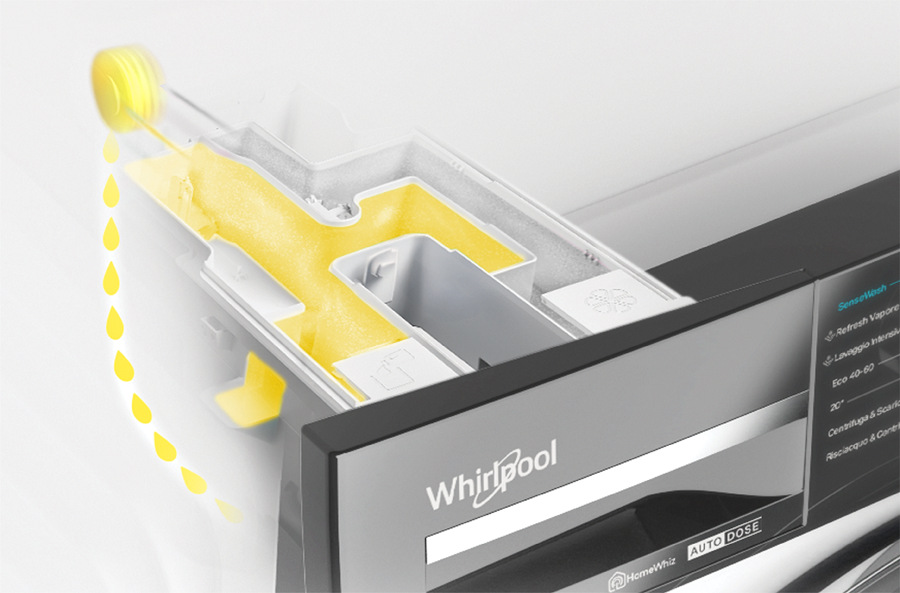 Práčka/sušička Whirlpool WPD 0736W ADS EE, funkcia AutoDose, dávkovač tekutého pracieho prostriedku, zásobník