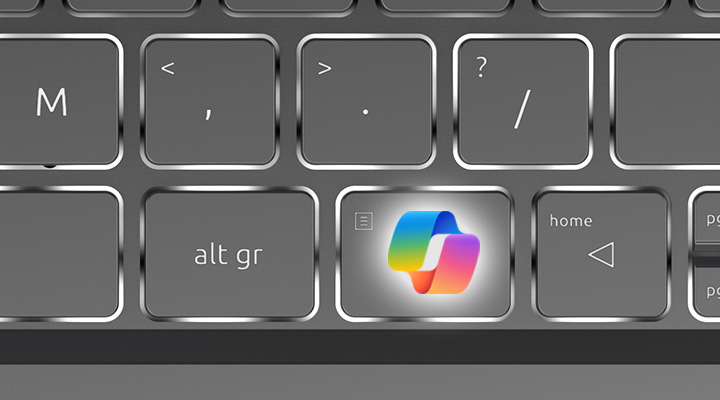 Detail na klávesnici notebooku Acer Aspire 14 AI (A14-53M-77BU) s tlačidlom Copilot