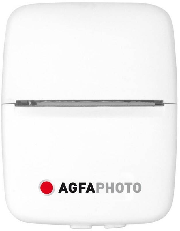 Biela prenosná termálna tlačiareň AgfaPhoto Realipix Pocket P pre čiernobielu tlač