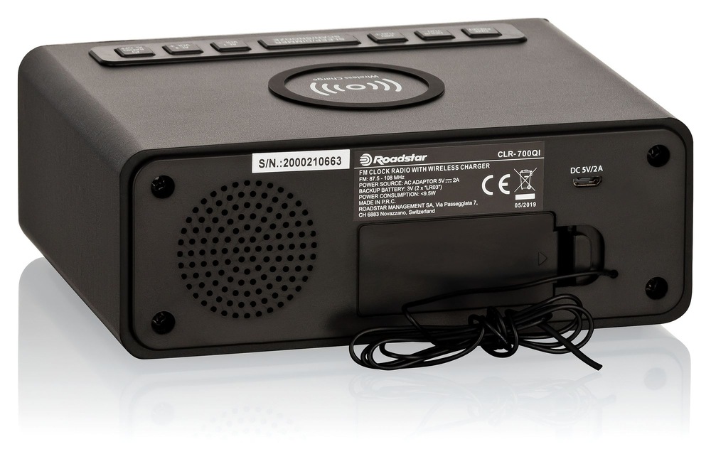 Rádiobudík Roadstar CLR-700 Qi čierny