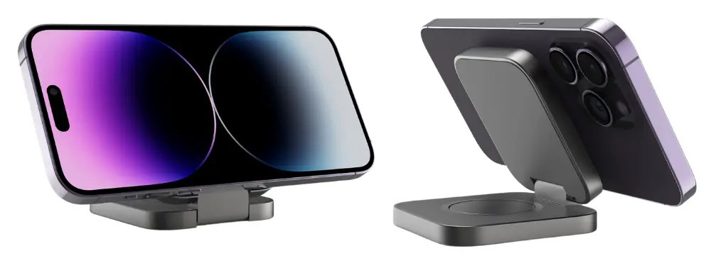 Bezdrôtová nabíjačka Cubenest S211 Pre 2v1 s podporou uchytenia MagSafe sivá