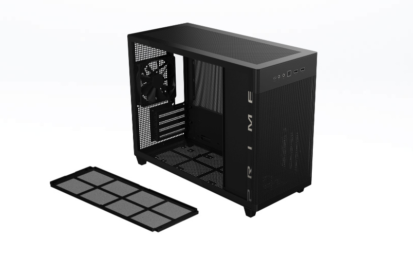 Case Asus PRIME AP201 Tempered Glass biela